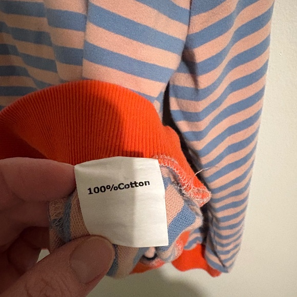 Oversized Striped Sweatshirt - Pink Blue Coral - Sz XL - Picture 5 of 6